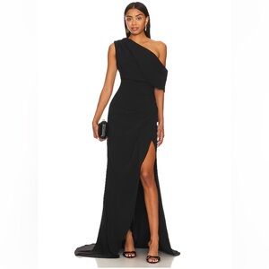 Elliatt Isadora Gown in Black One-Shoulder Gown Size Small